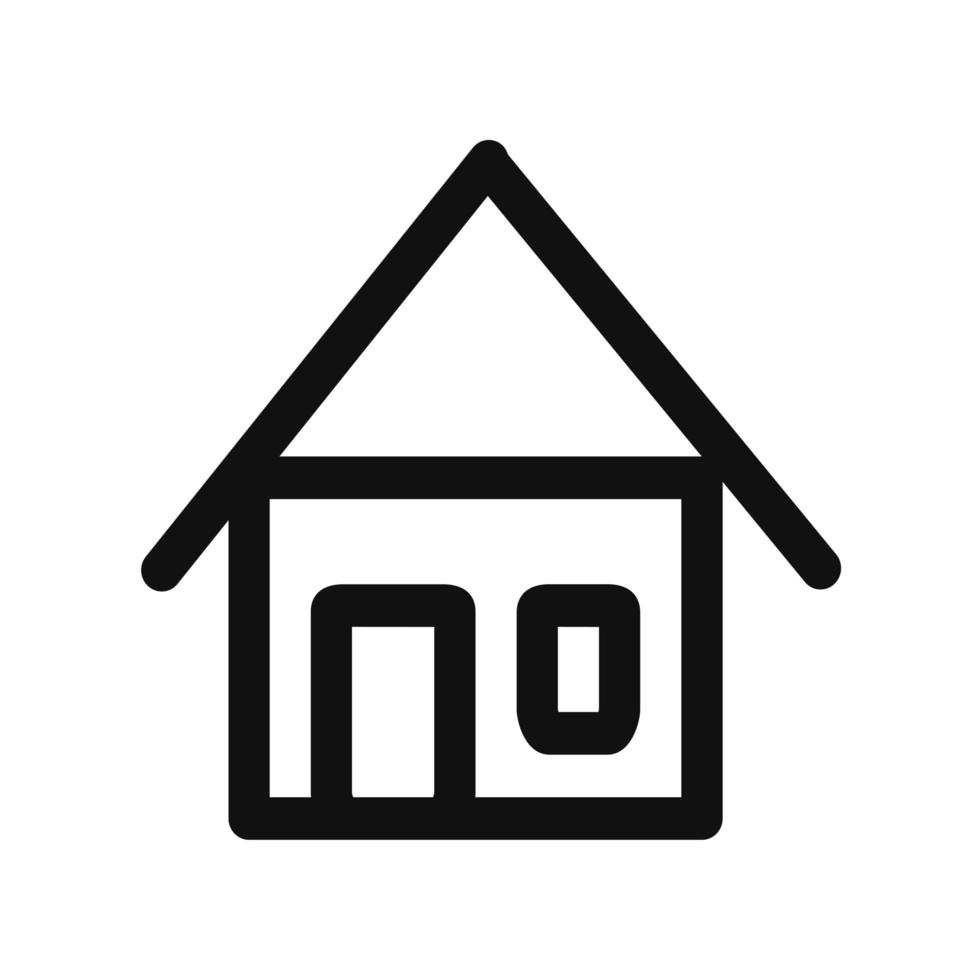 casa negra con techo icono de vector de línea gruesa
