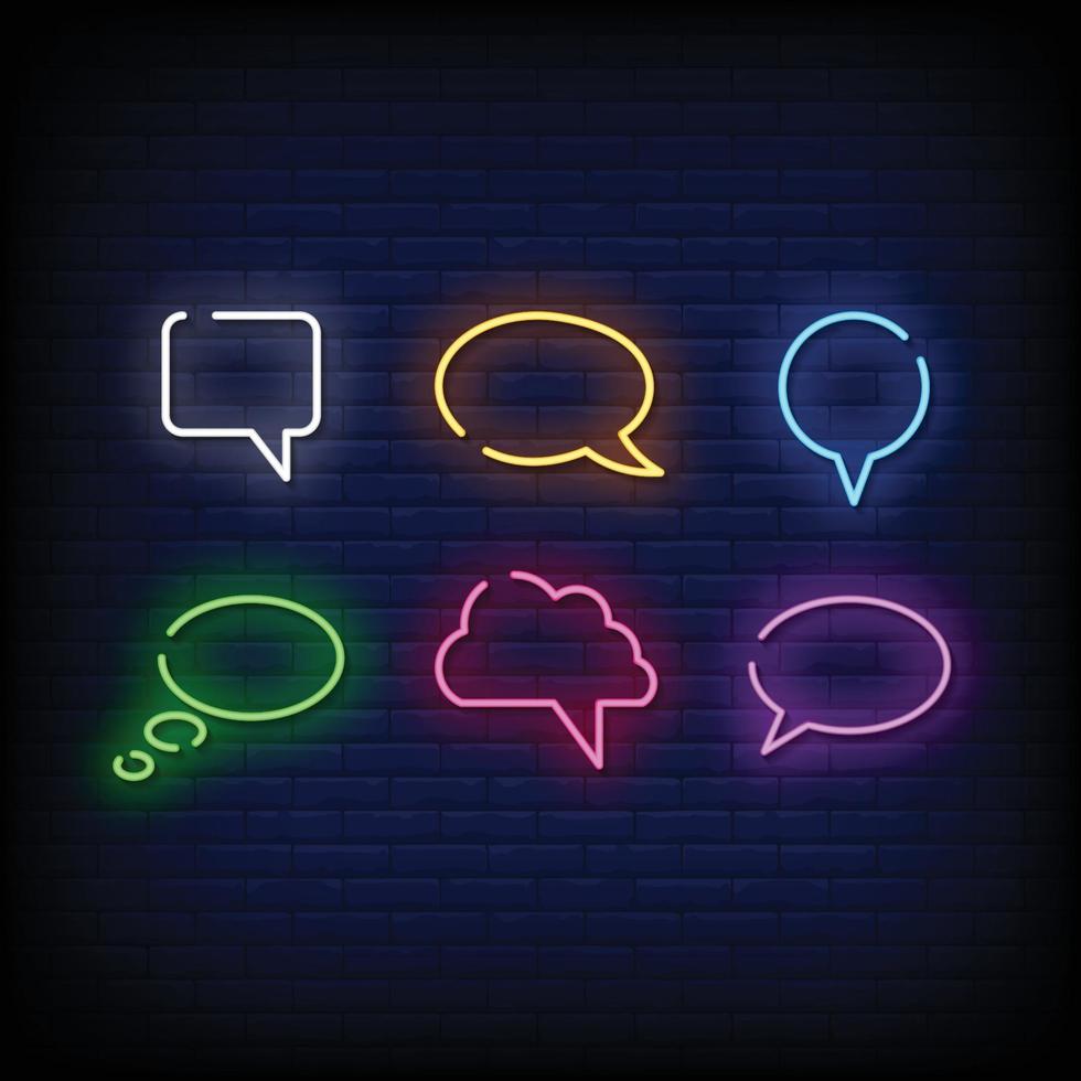 speech bubble Symbol Neon Signs Style Vector