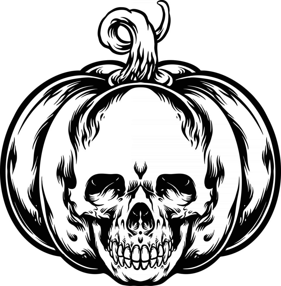 Halloween jack o lantern pumpkin skull Silhouette vector