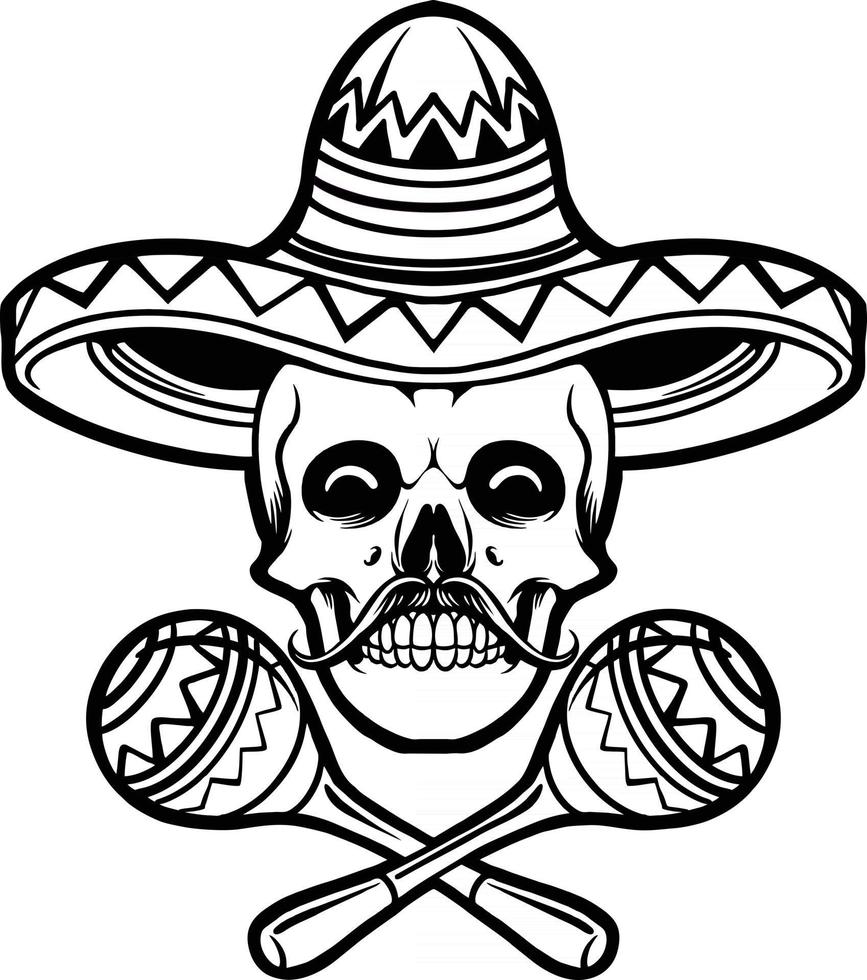 Cinco de mayo skull Sambrero Silhouette vector