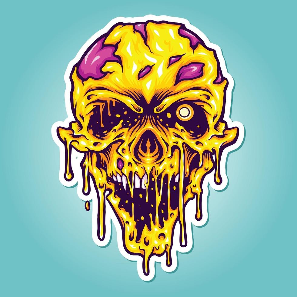 cabeza amarilla zombie horror ilustraciones vector