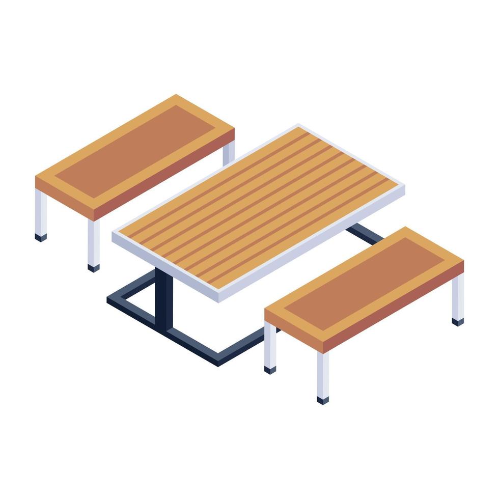 Street Dining With Bench vector