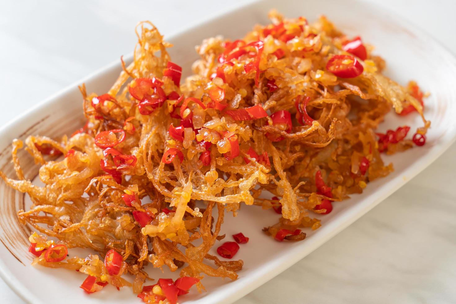 Fried Enoki Mushroom or Golden Needle Mushroom with Salt and Chilli photo