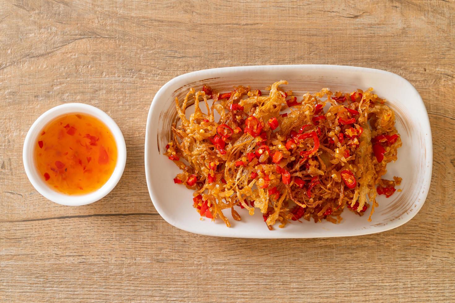 Fried Enoki Mushroom or Golden Needle Mushroom with Salt and Chilli photo