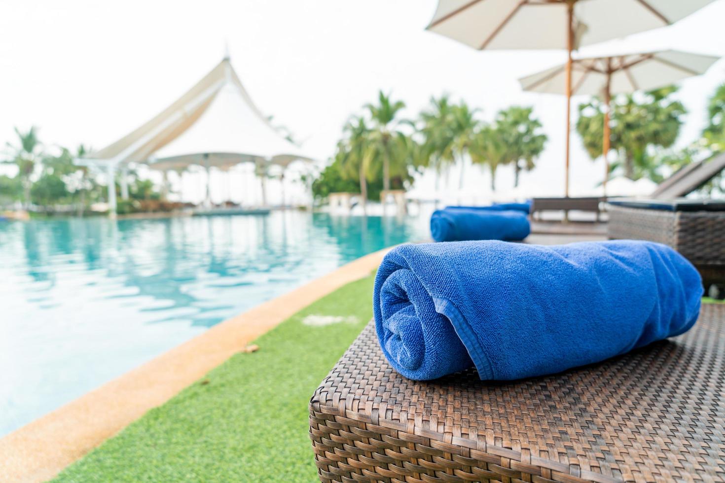 Close-up towel on beach chair - travel and vacation concept photo