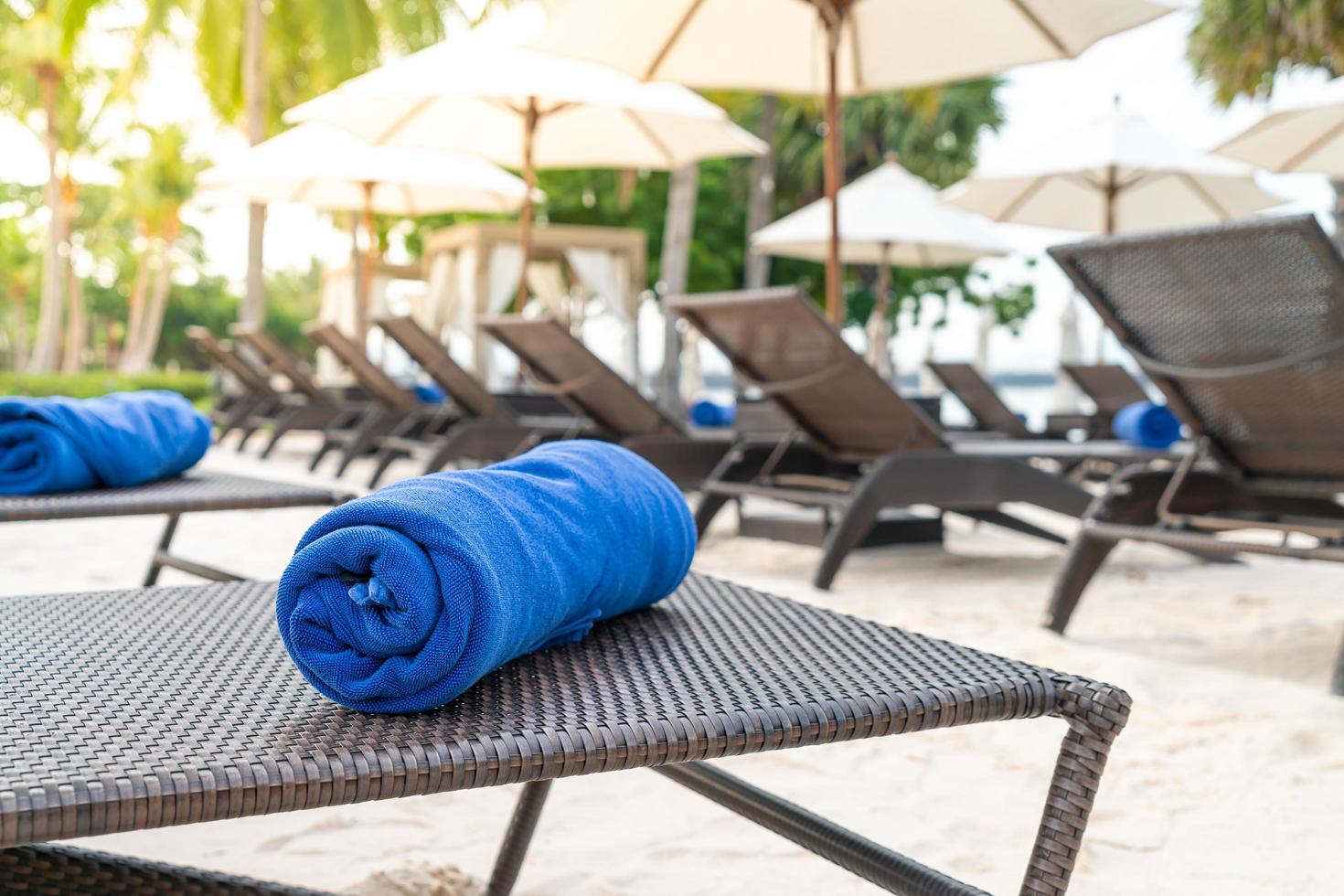 Close-up towel on beach chair - travel and vacation concept photo