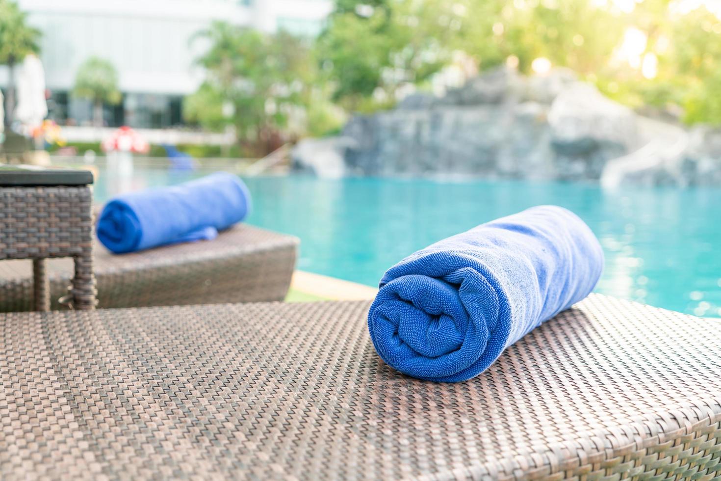 Close-up towel on beach chair - travel and vacation concept photo