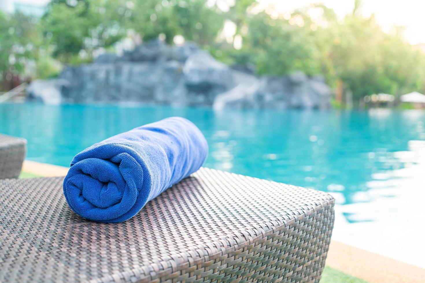 Close-up towel on beach chair - travel and vacation concept photo