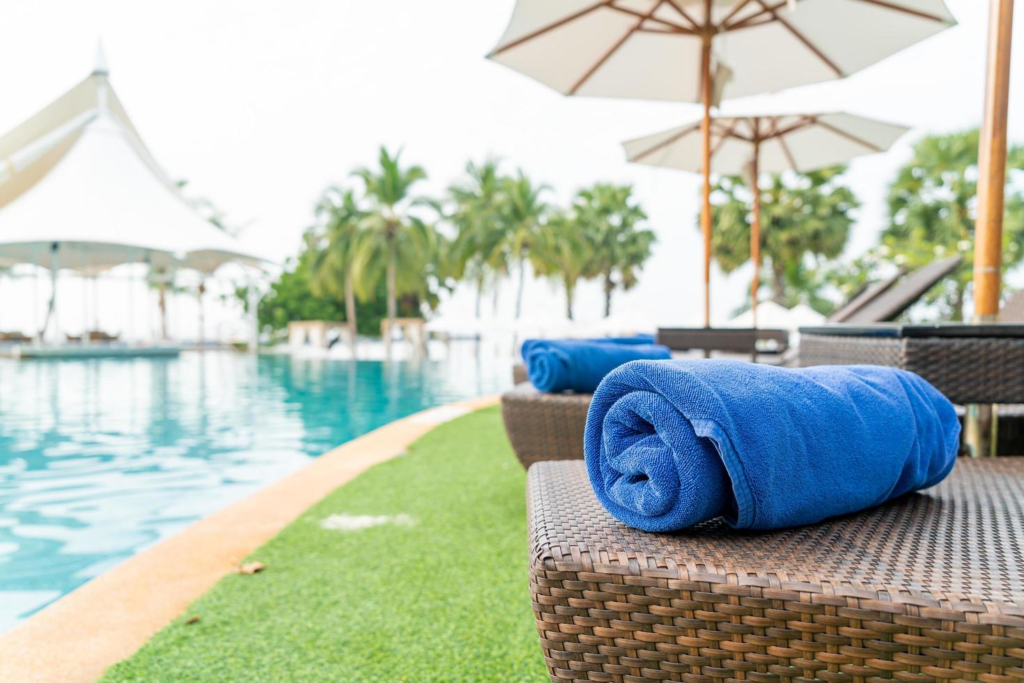 Close-up towel on beach chair - travel and vacation concept photo