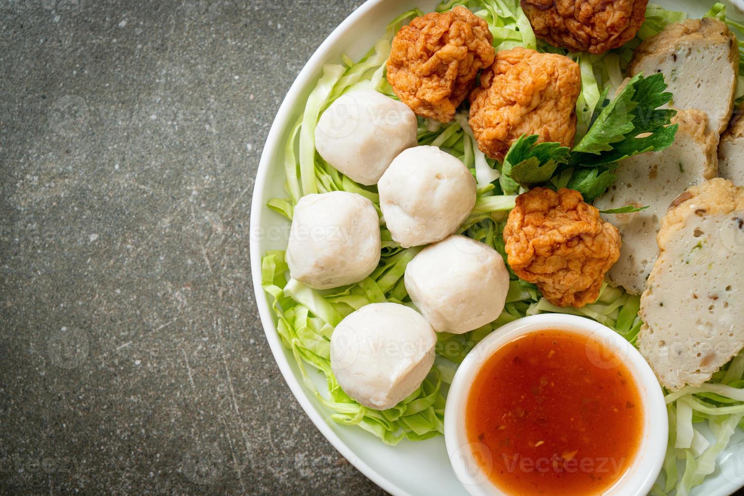 Boiled Fish Balls, Shrimp Balls and Chinese Fish Sausage photo