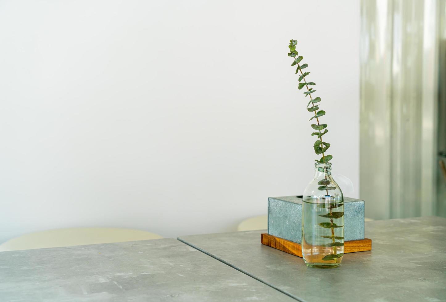 Plant in vase decoration on the table in living room photo