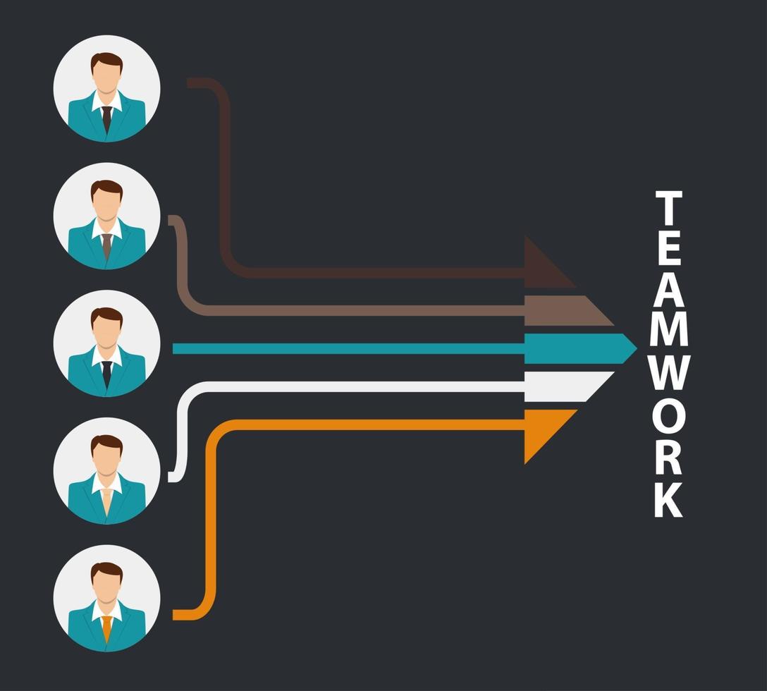 Ilustración de vector de concepto plano de trabajo en equipo