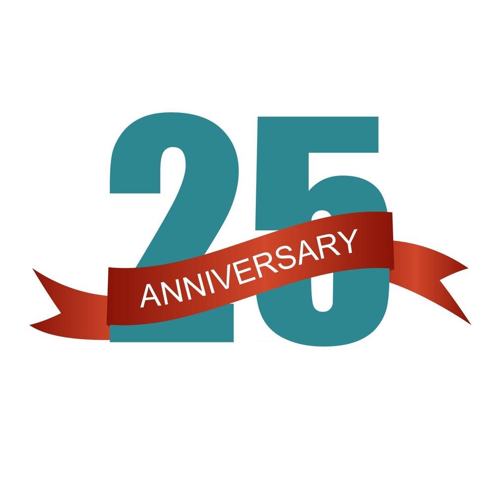 Twenty Five 25 Years Anniversary Label Sign for your Date. Vector Illustration