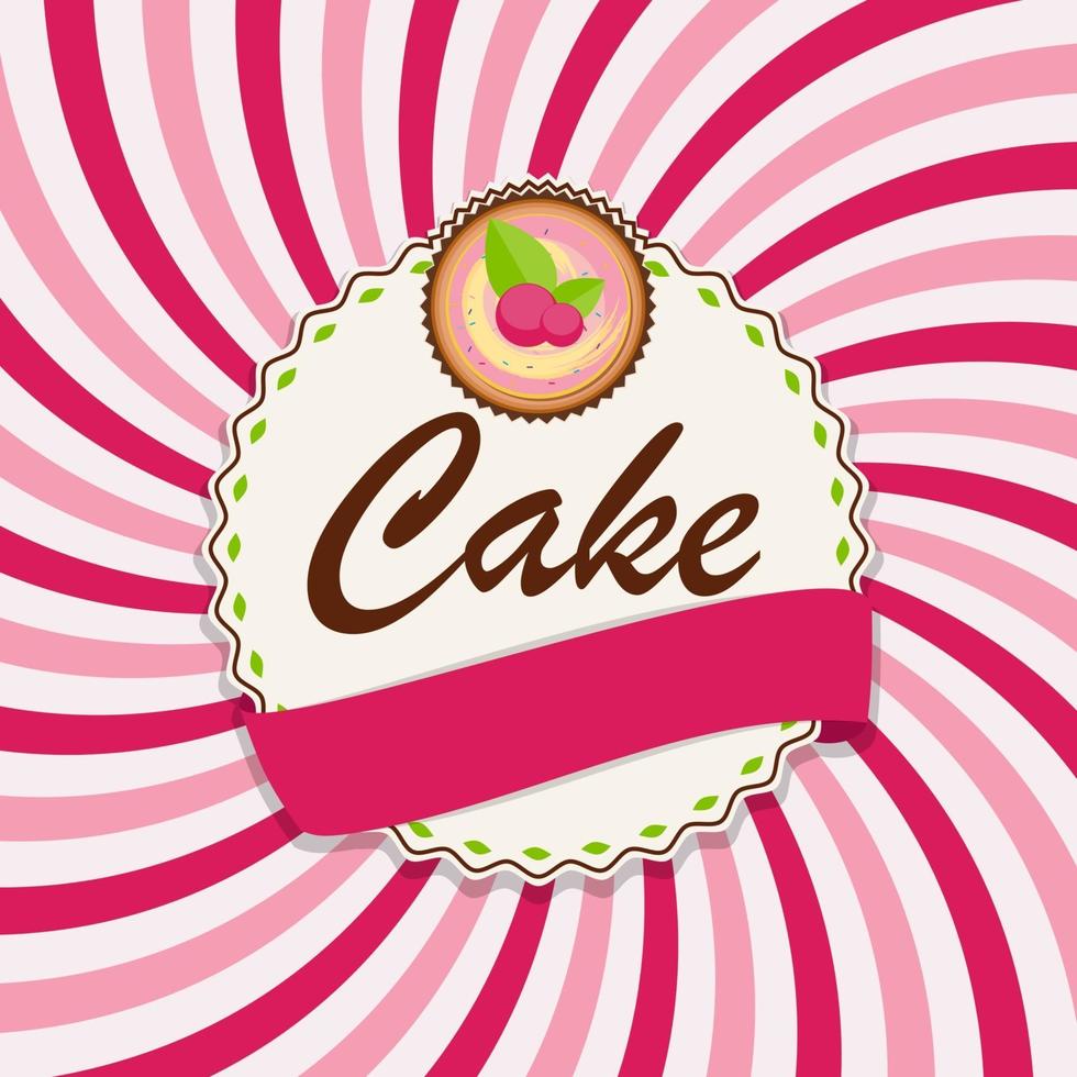 Sweet Cake with Berry Menu Background Vector Illustration