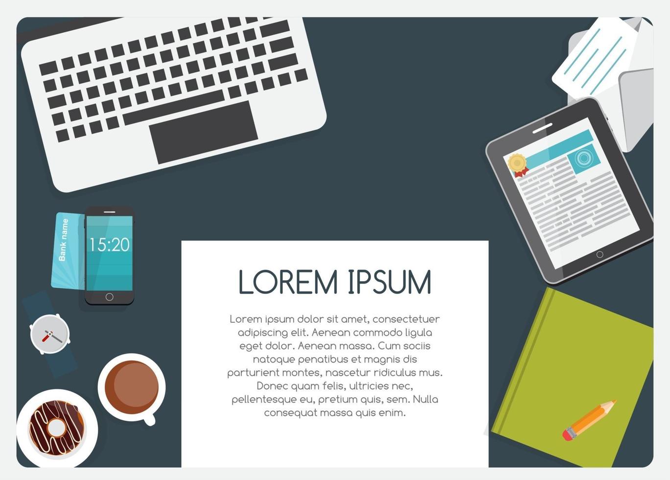 Abstract Background on Business Theme with Empty Place for Your Text. Work Place Flat Concept Vector Illustration