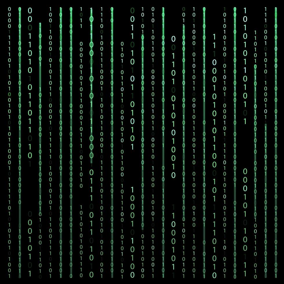 Black and White. Algorithm Binary Code with digits on background, encoding, decryptiondata code, matrix. Vector Illustration