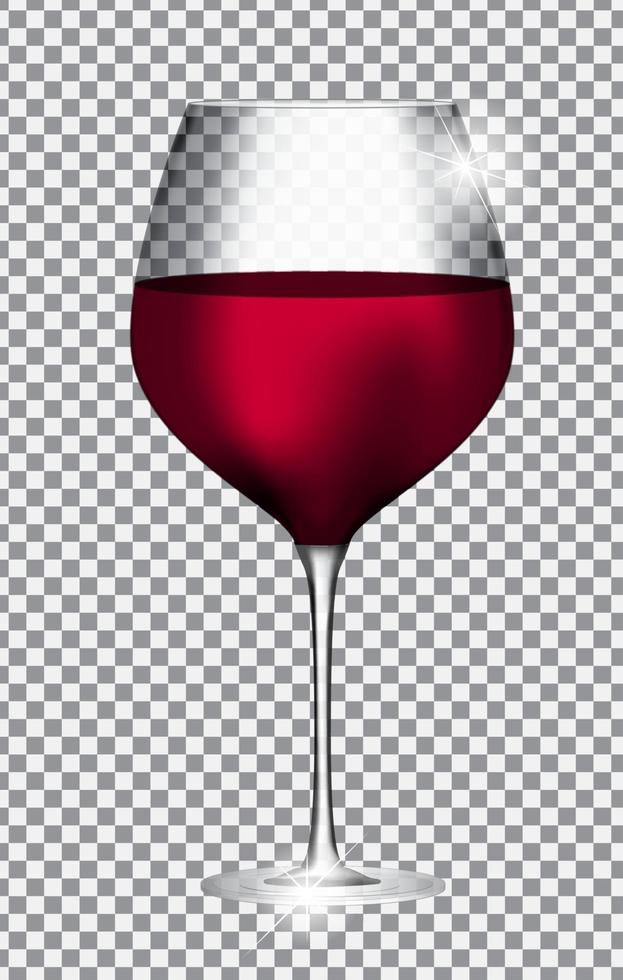 Full Glass of Red Wine on Transparent Background Vector Illustration