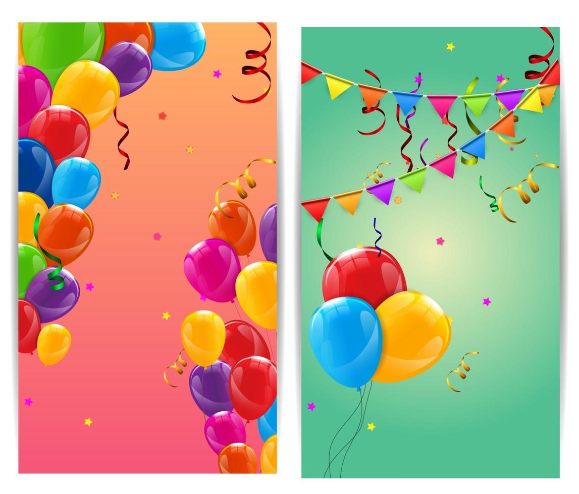 Color brillante feliz cumpleaños globos banner fondo ilustración vectorial vector