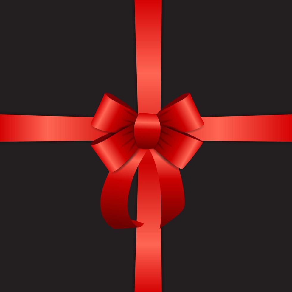 Gift Card with Red Ribbon and Bow. Vector illustration