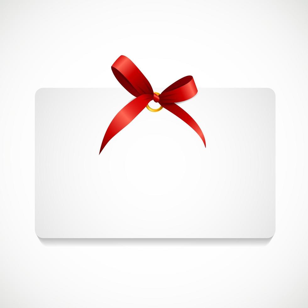 Gift Card with Red Ribbon and Bow. Vector illustration