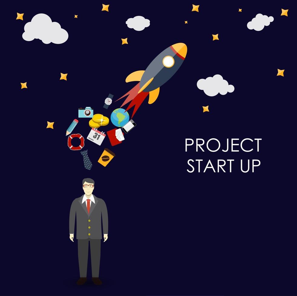 Success. Personal and career growth. Business idea. Quick Start Up Flat Concept Illustration vector
