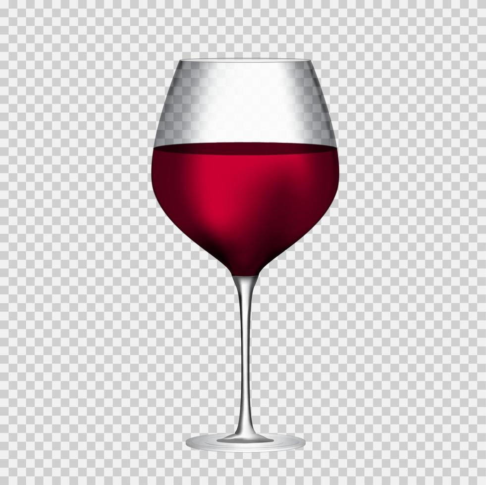 vaso lleno de vino tinto en la ilustración de vector de fondo transparente