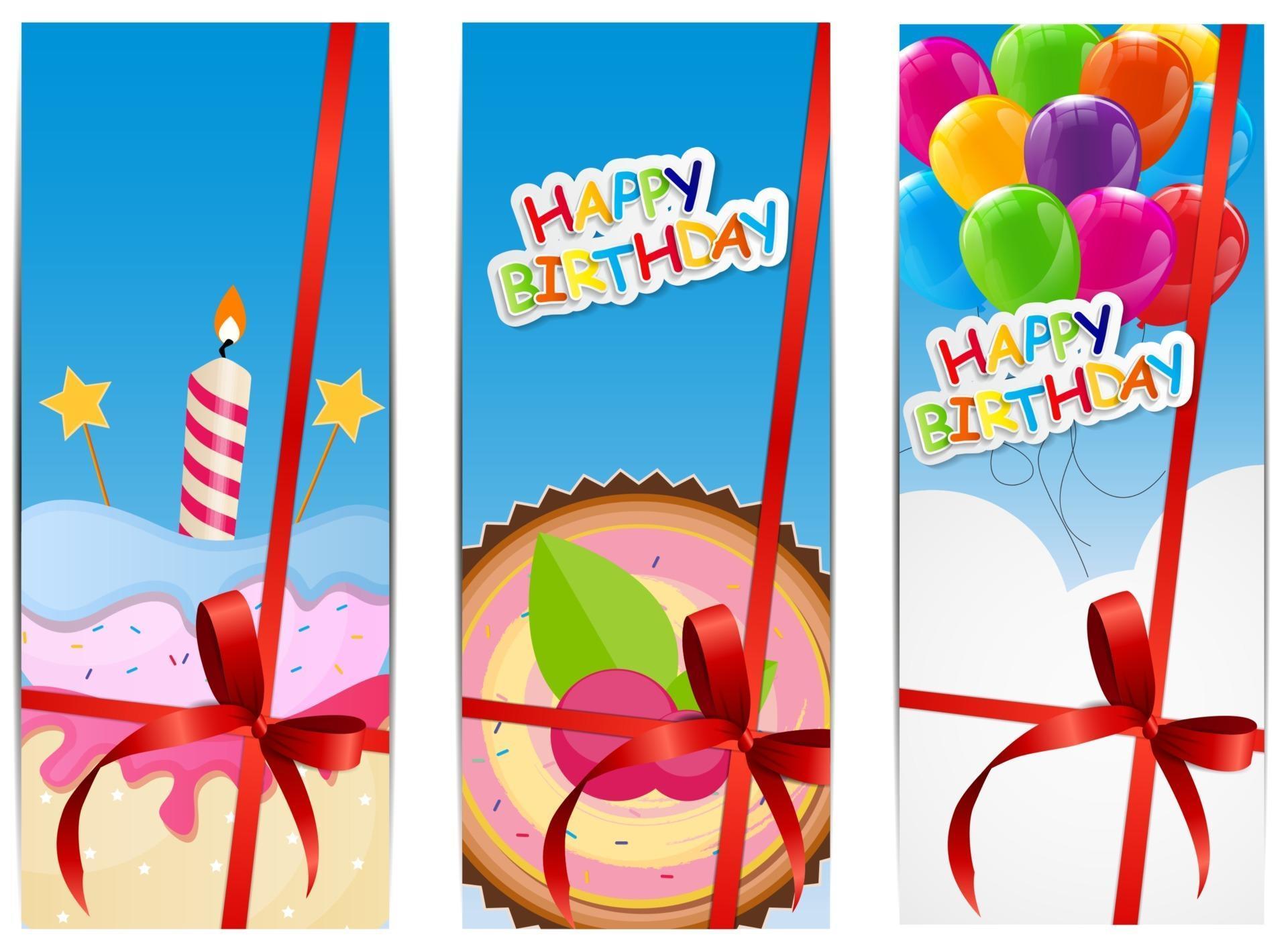 Color Glossy Happy Birthday Balloons Banner Background 2904044 Vector ...