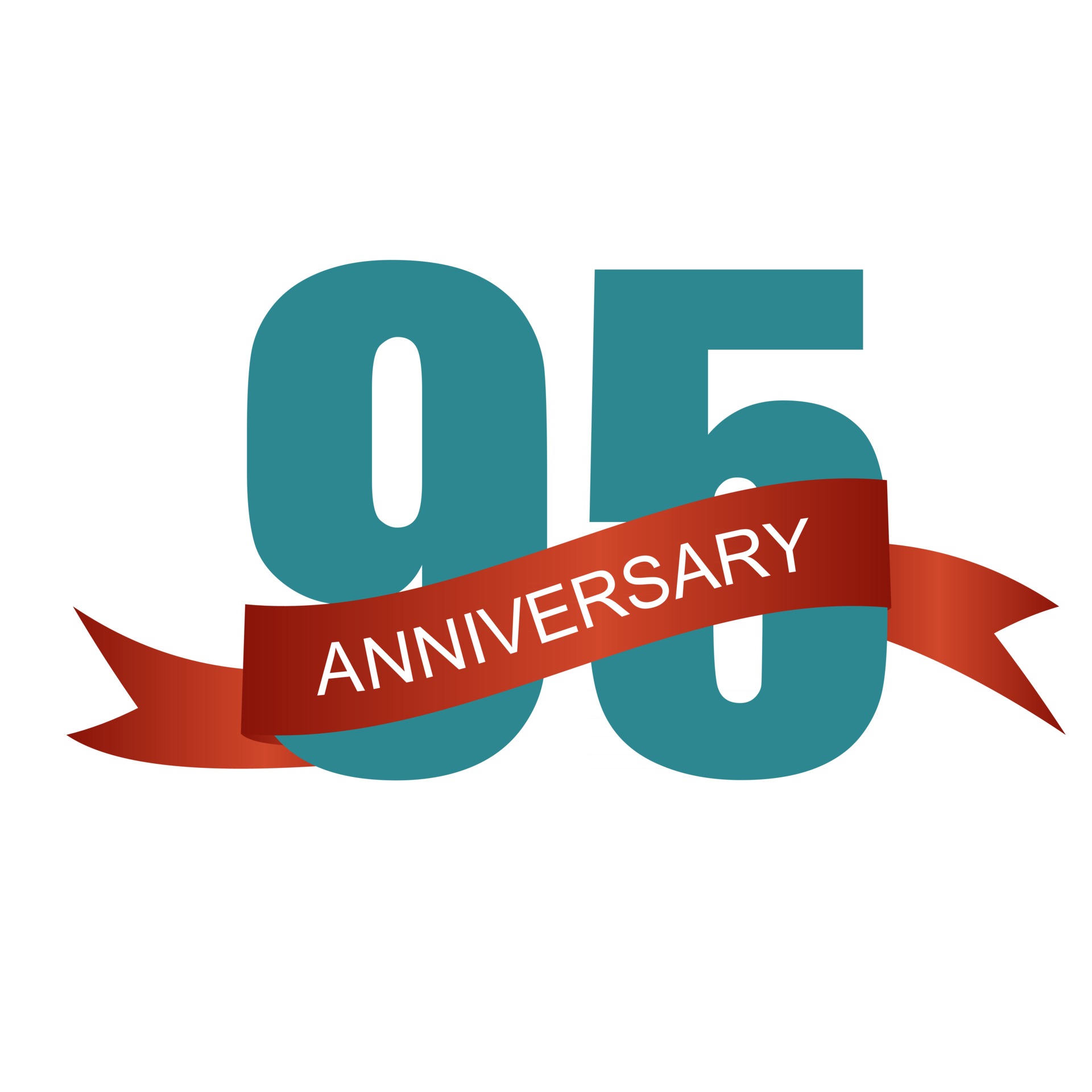 Five 95 Years Anniversary Label Sign for your Date. Vector