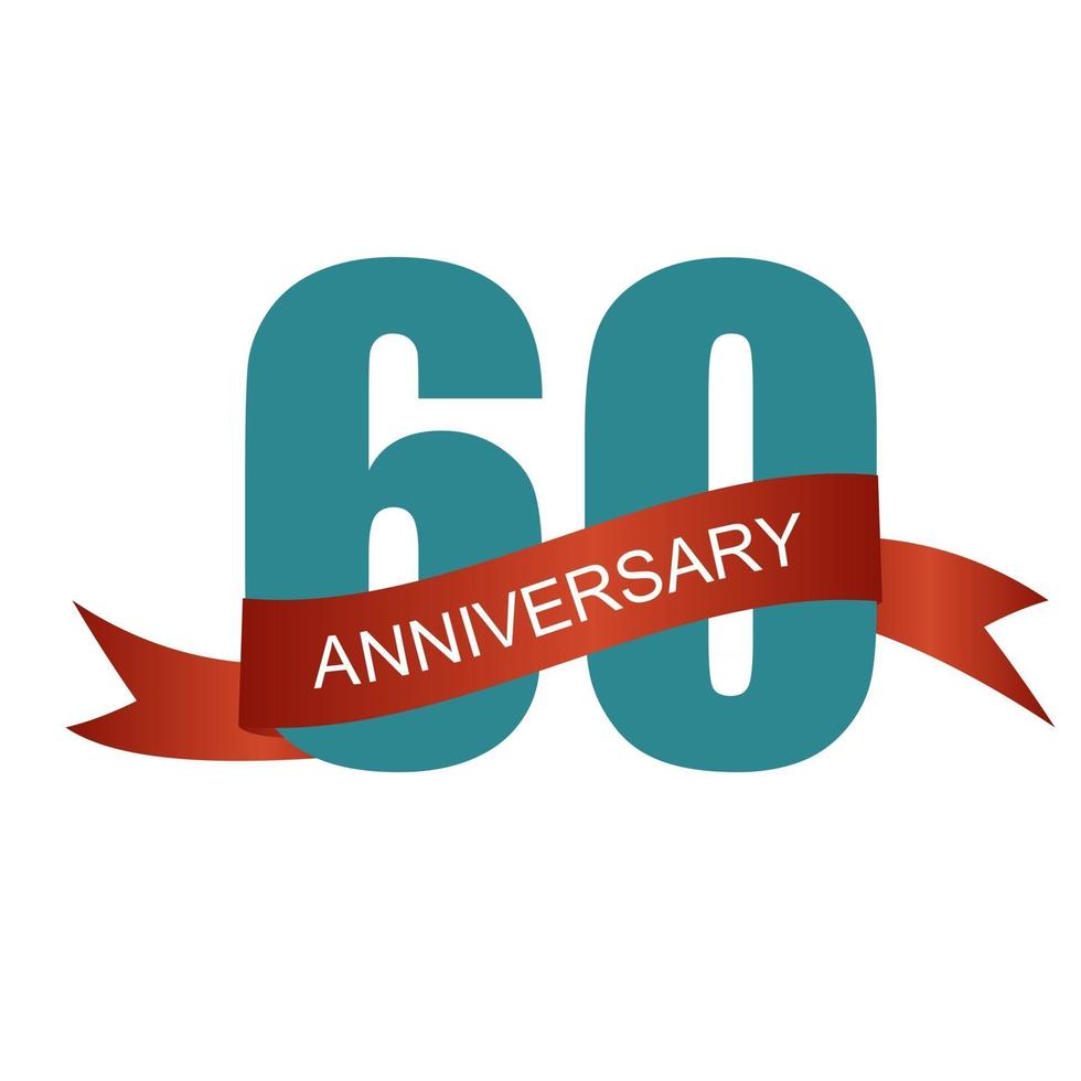 Sixty 60 Years Anniversary Label Sign for your Date. Vector Illustration