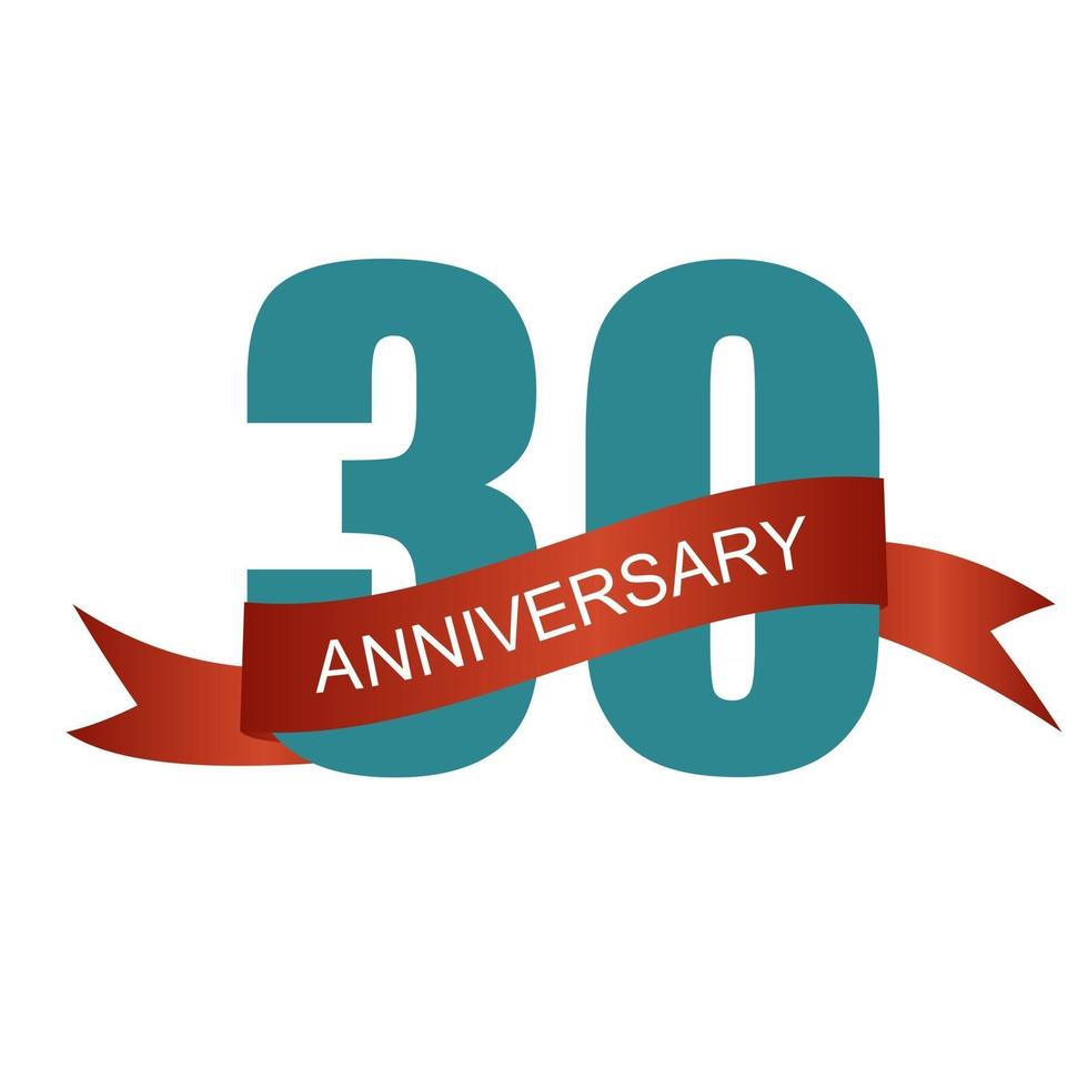 Thirty 30 Years Anniversary Label Sign for your Date. Vector Illustration