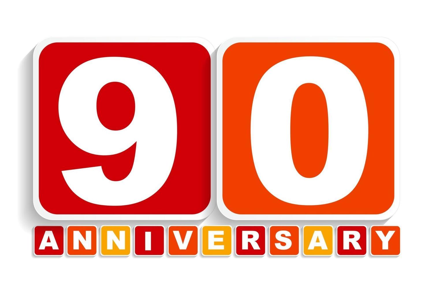 Ninety 90 Years Anniversary Label Sign for your Date. Vector Illustration