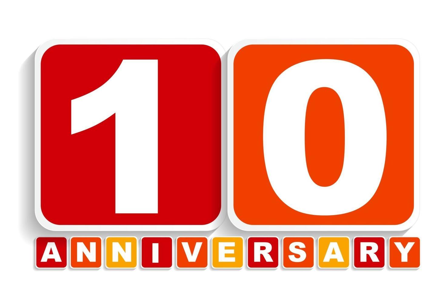 Signo de etiqueta de aniversario de diez años para su fecha. ilustración vectorial vector