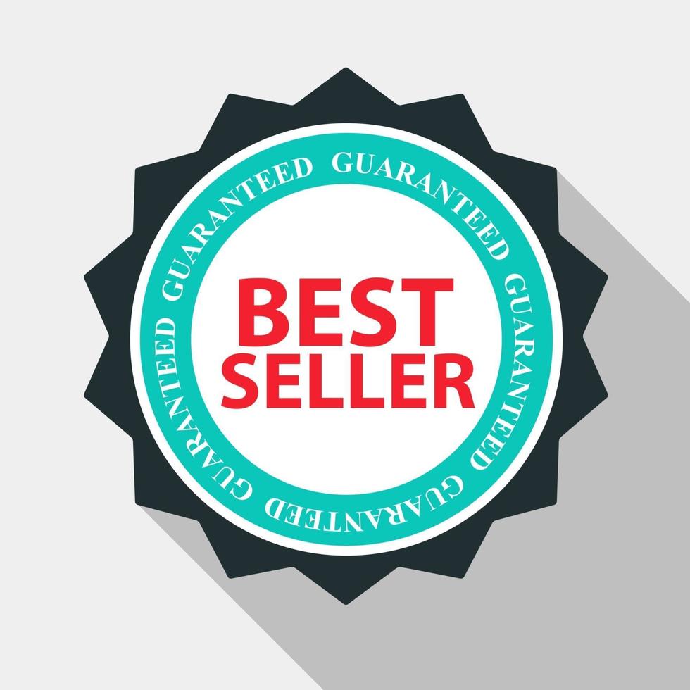 Best Seller Quality Label Sign in Flat Modern Design with Long Shadow. Vector Illustration
