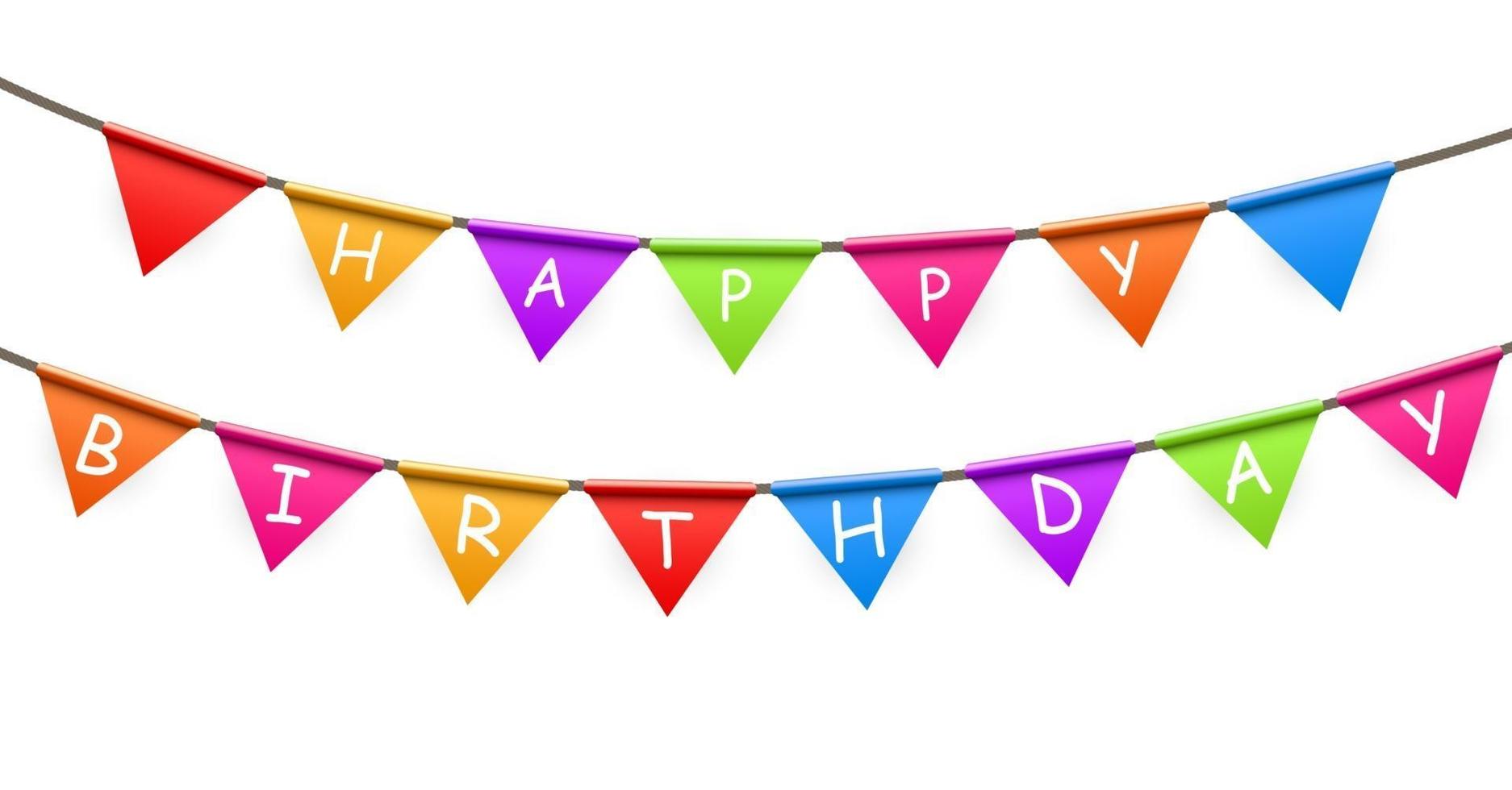 Happy Birthday Party Background with Flags Vector Illustration