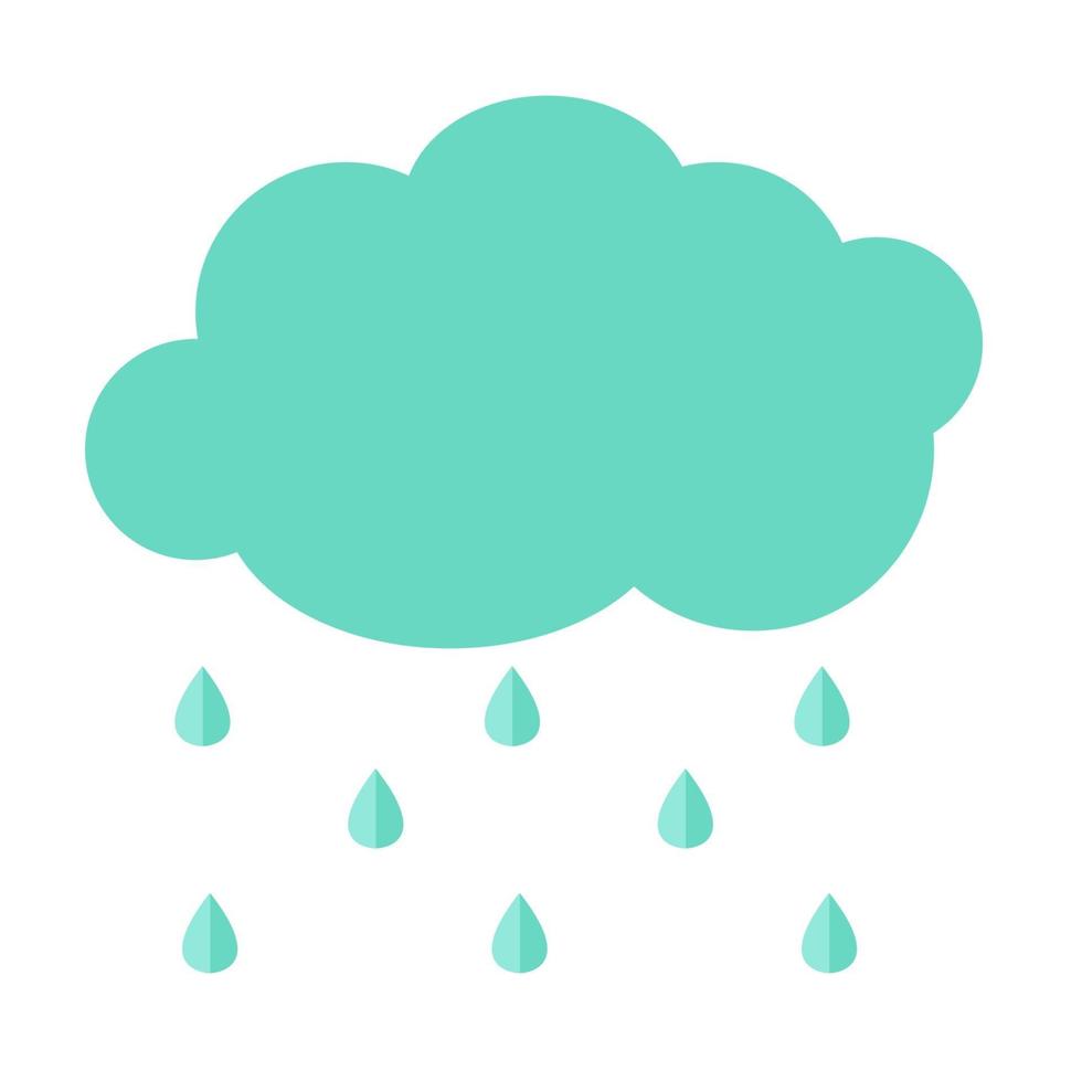 icono plano de nube con gotas de lluvia. ilustración vectorial simple vector