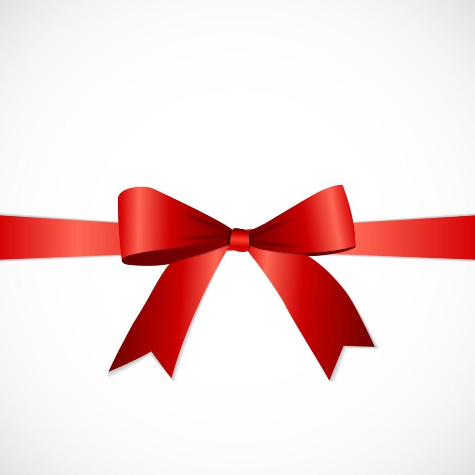 Gift Card with Red Ribbon and Bow. Vector illustration