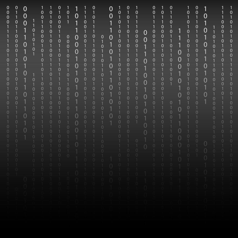 Black and White. Algorithm Binary Code with digits on background, encoding, decryptiondata code, matrix. Vector Illustration