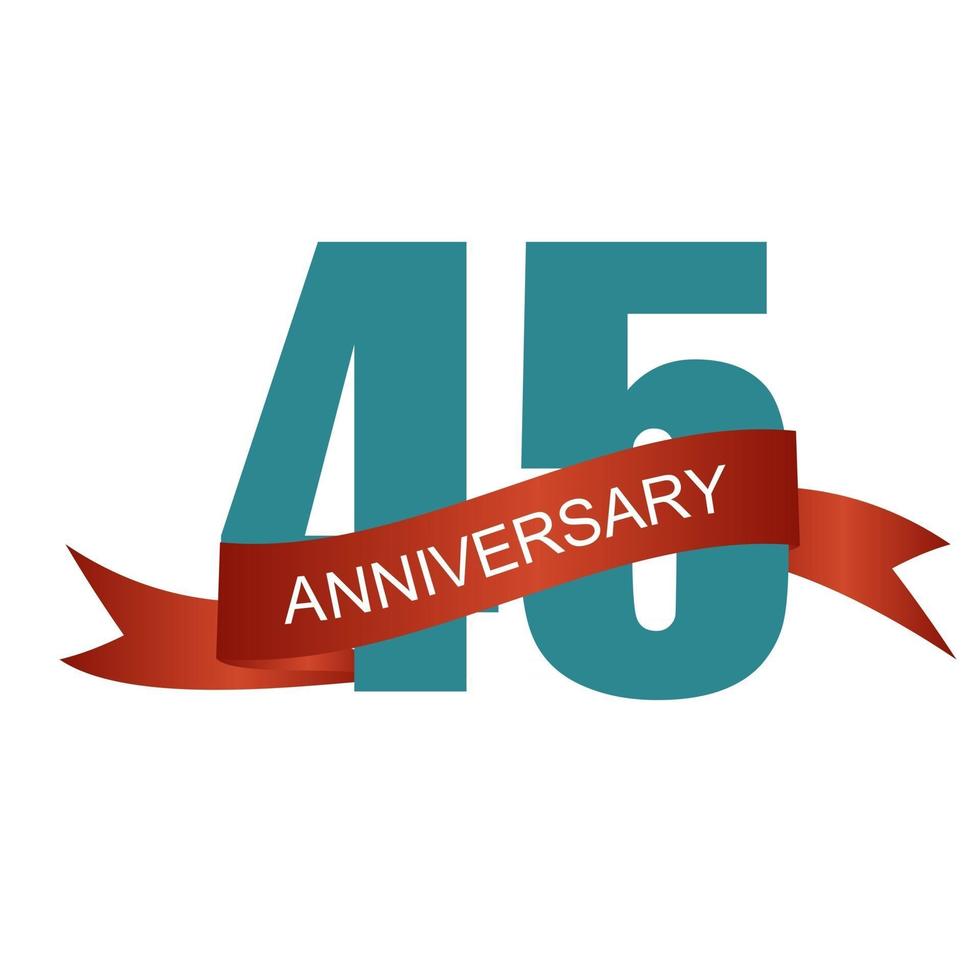 Forty Five Years Anniversary Label Sign for your Date. Vector Illustration