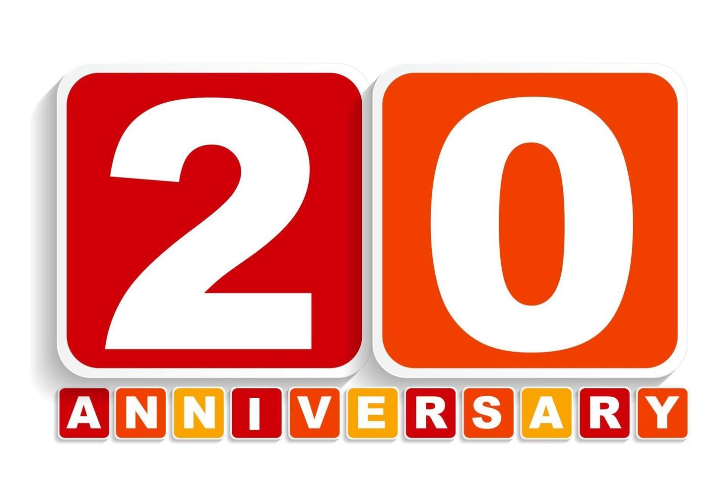 Twenty 20 Years Anniversary Label Sign for your Date. Vector Illustration