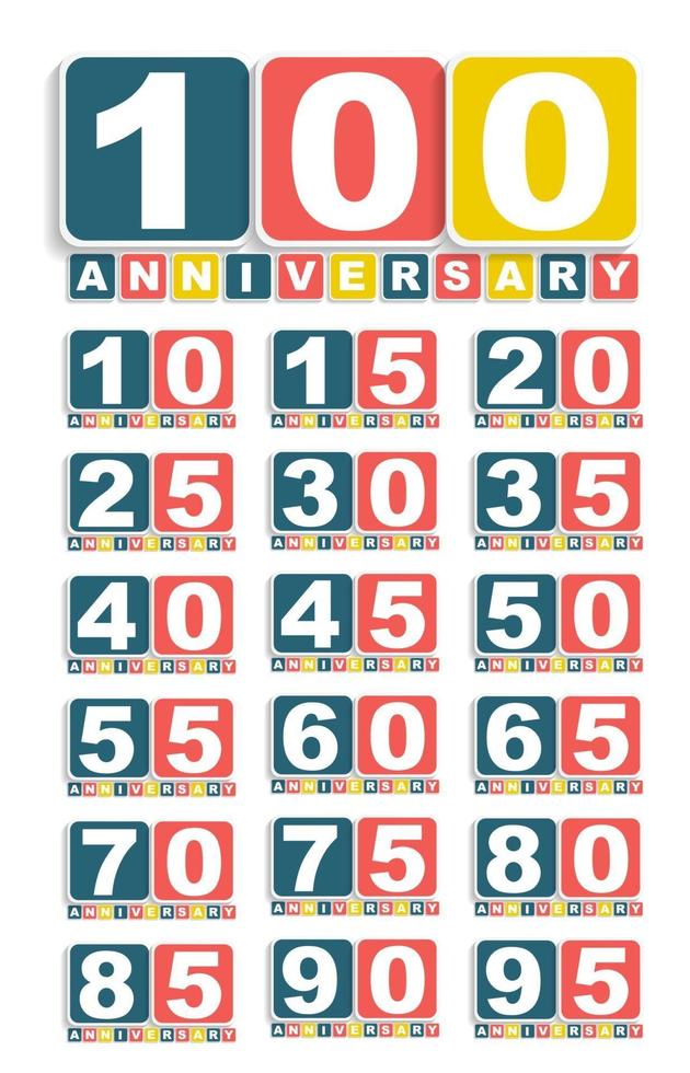 Big Set of Anniversary Label Sign for your Date. Vector Illustration