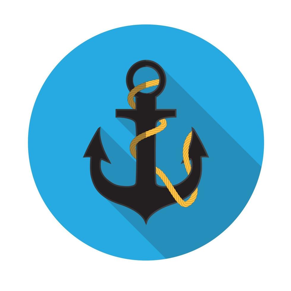 Flat Design Concept Anchor Vector Illustration With Long Shadow
