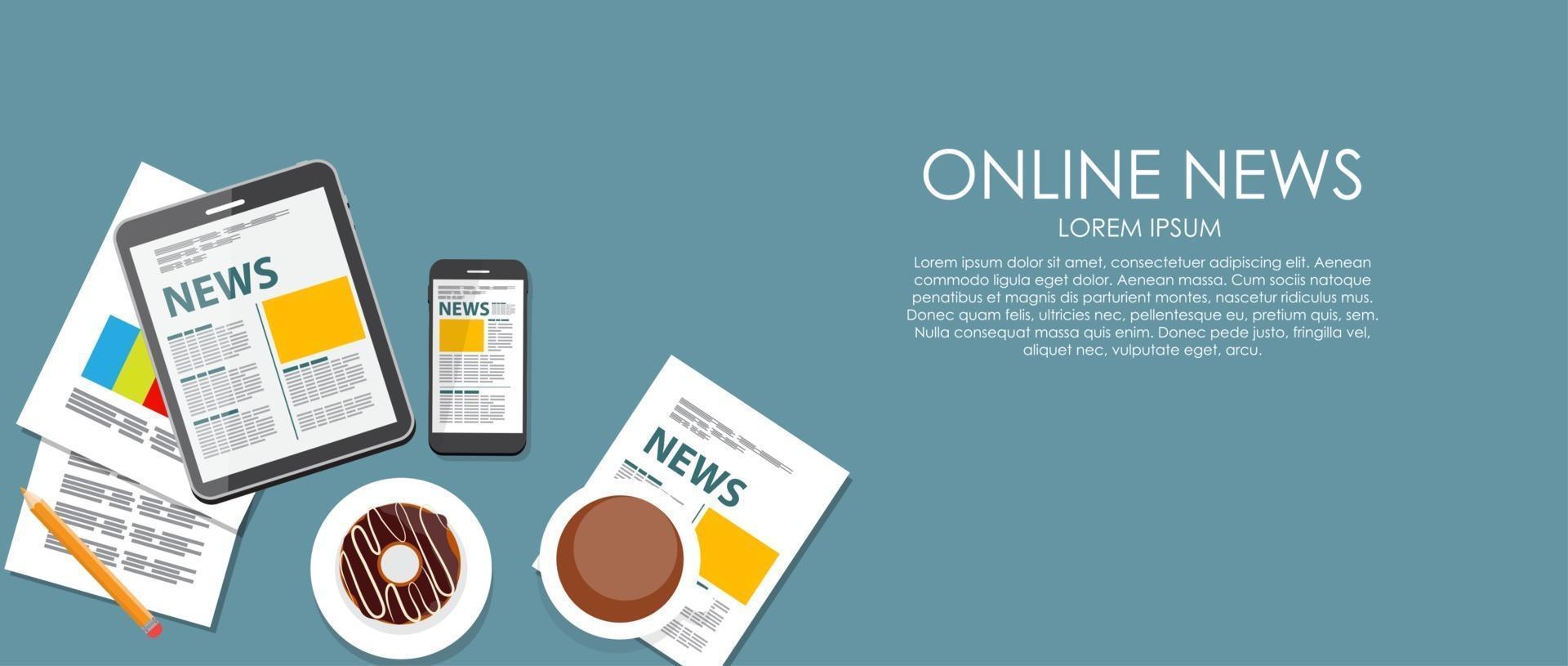 Online News Vector illustration. Flat computing background.