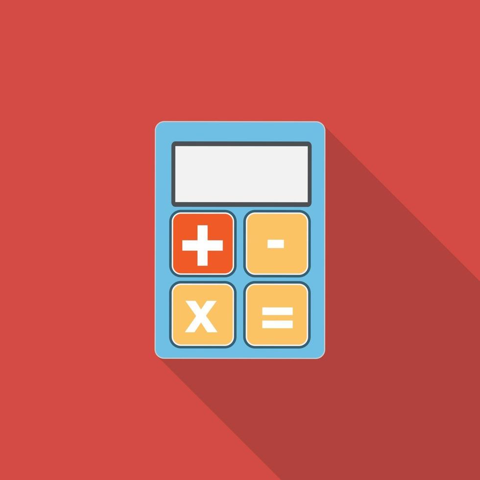 Calculator Flat Icon with Long Shadow, Vector Illustration