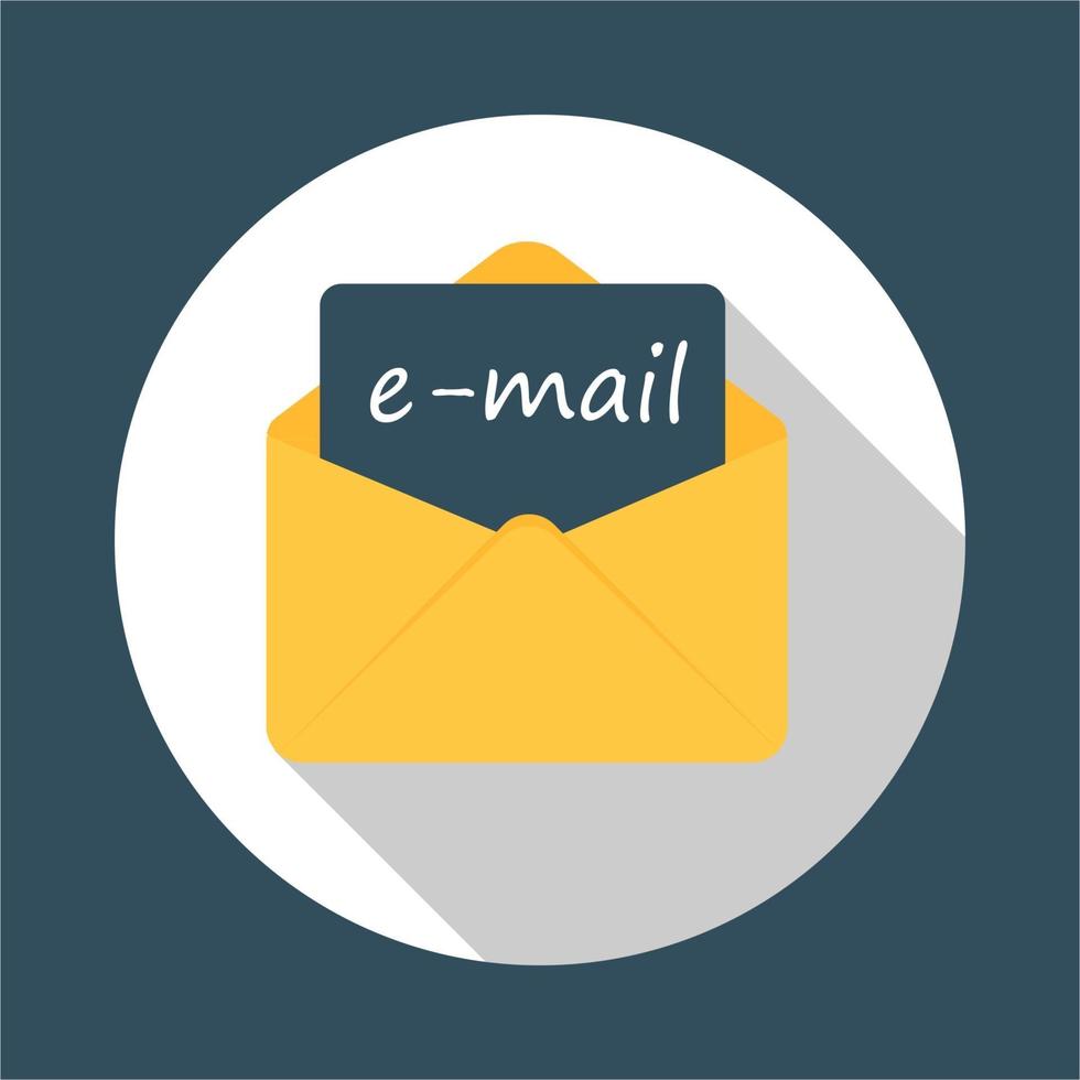 icono plano de correo electrónico con sombra, ilustración vectorial vector