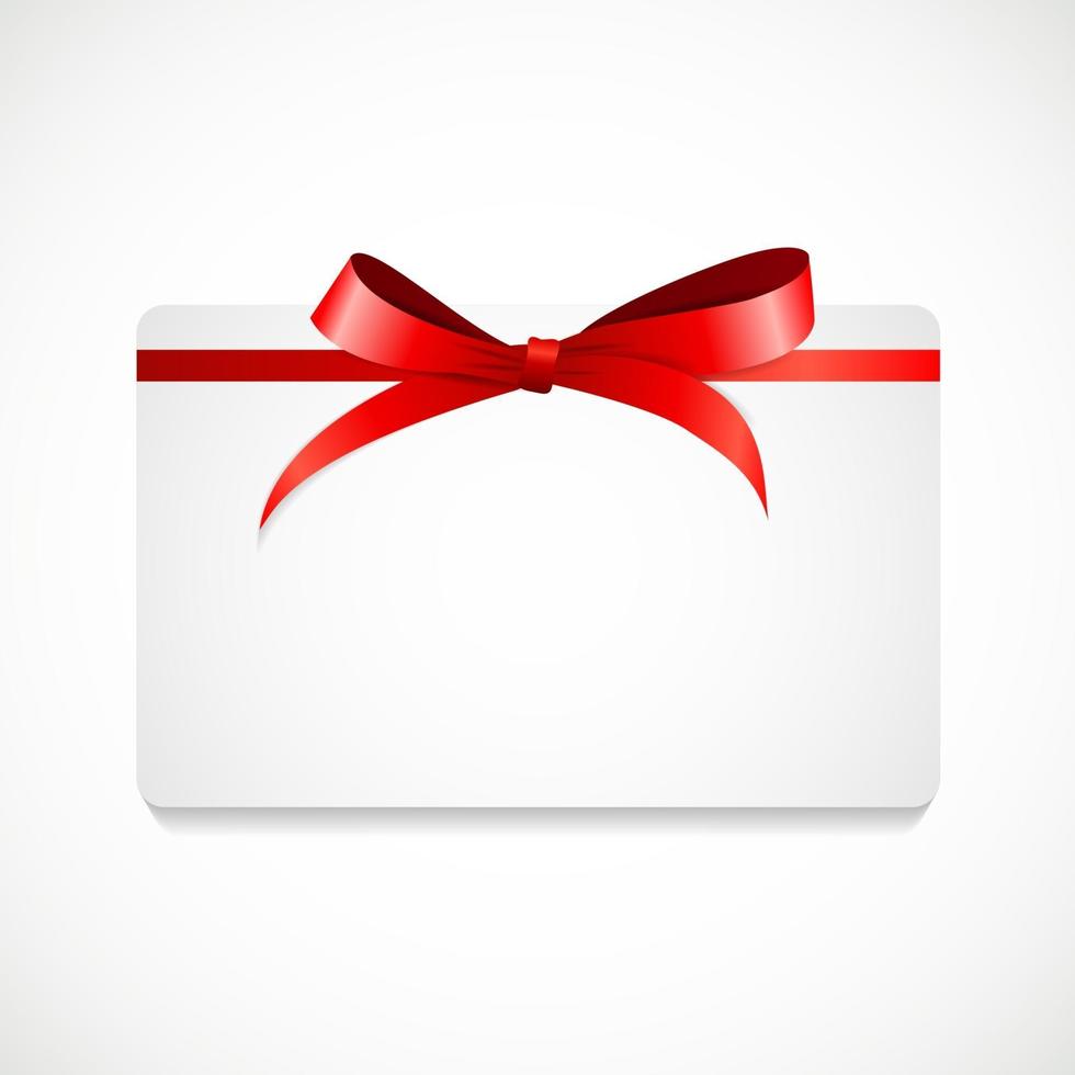 Gift Card with Red Ribbon and Bow. Vector illustration