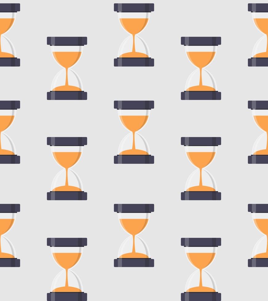 Hourglass, Sandglass Icon Seamless Pattern Background in Flat Style. Vector Illustration