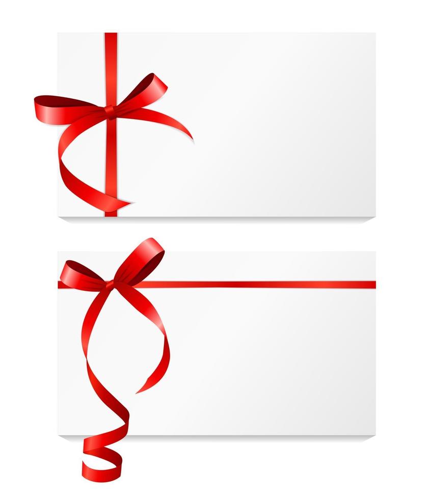 tarjeta de regalo con cinta roja y lazo. ilustración vectorial vector