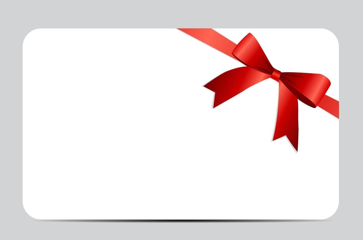 Gift Card with Red Ribbon and Bow. Vector illustration