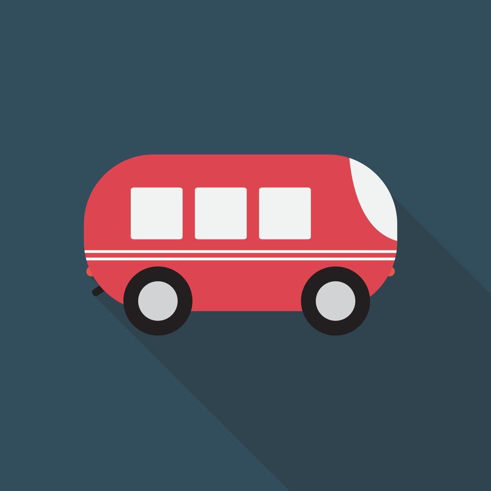 icono plano de autobús con larga sombra, ilustración vectorial vector