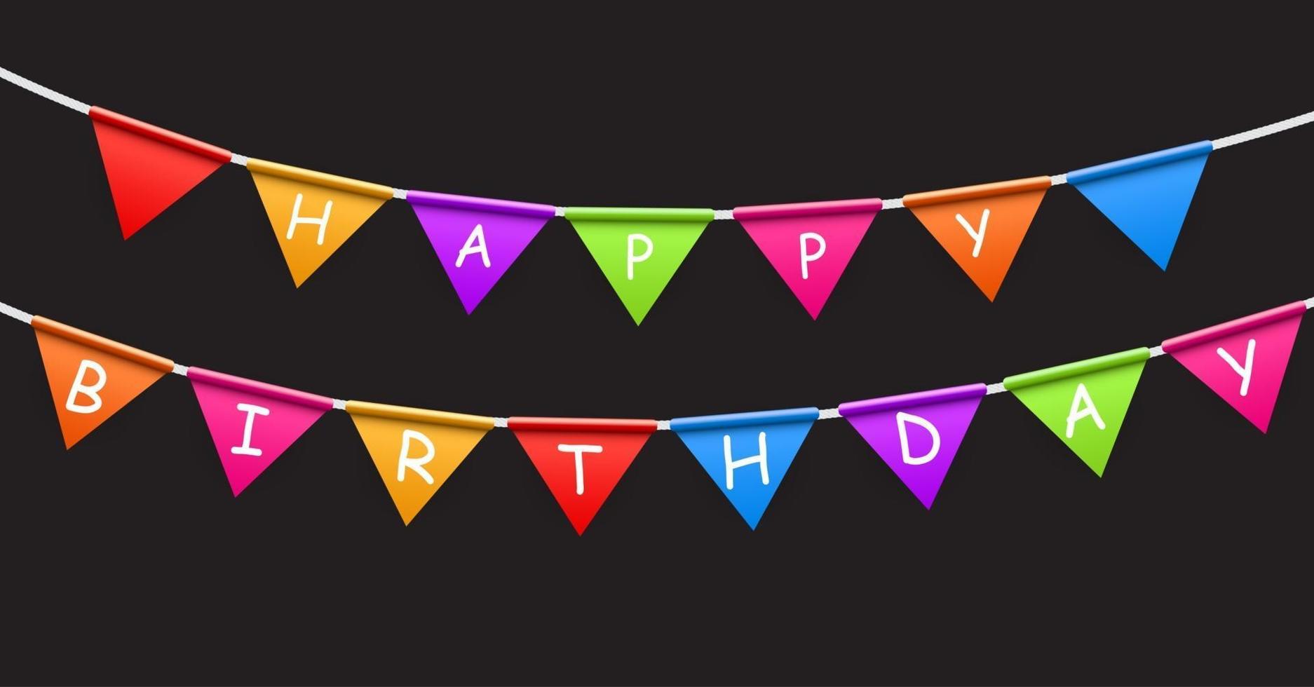 Happy Birthday Party Background with Flags Vector Illustration